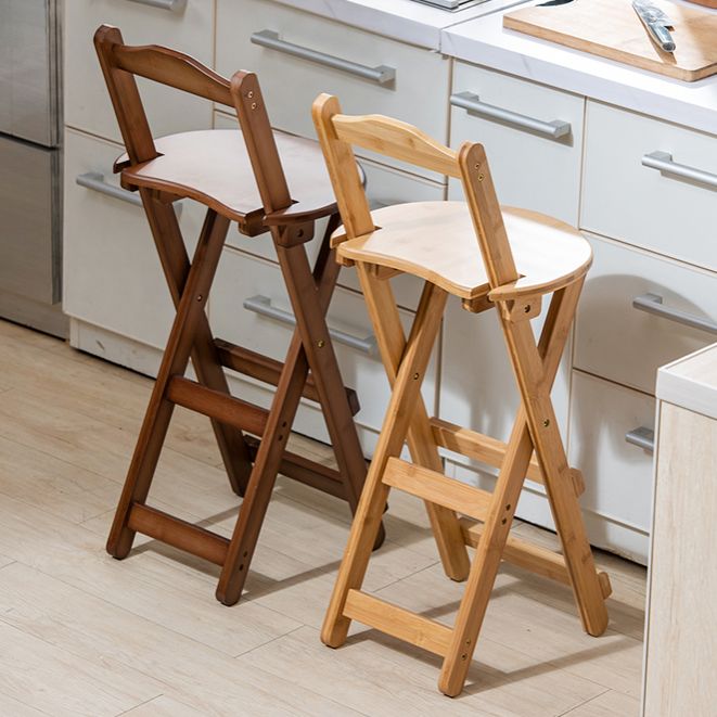 Modern Armless Backrest Counter Stool Wood Study Bar Stool with Wooden Seat and Pedal