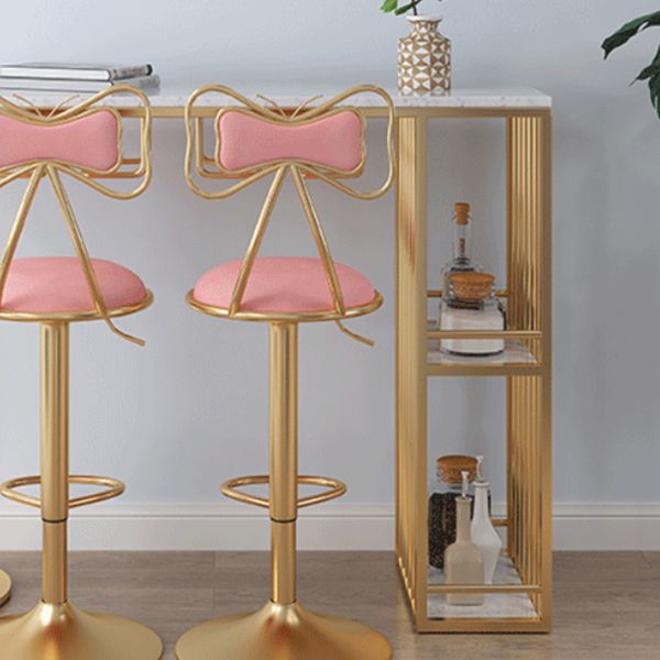 Glam Style Bar Table Faux Marble Double pedestal Bar Dining Table with Storage