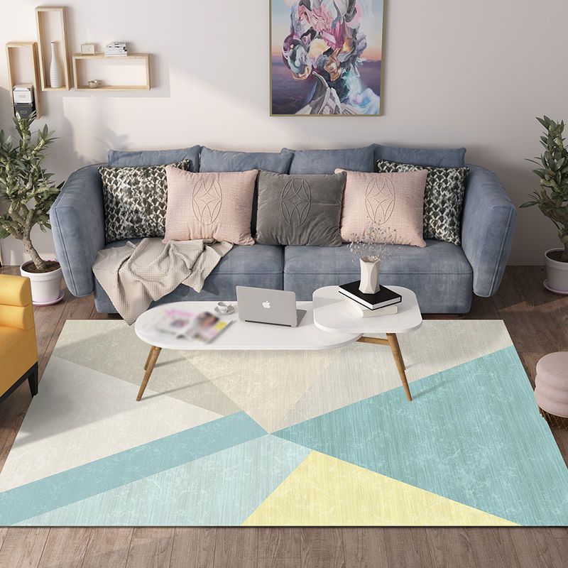 Colorful Abstract Pattern Rug Polyester Anti-Slip Backing Washable Rug for Home Decor