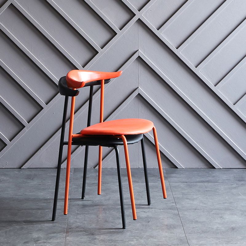 Sillas de comedor de estilo moderno, sillas laterales sin brazos con respaldo abierto y patas de metal para cocina