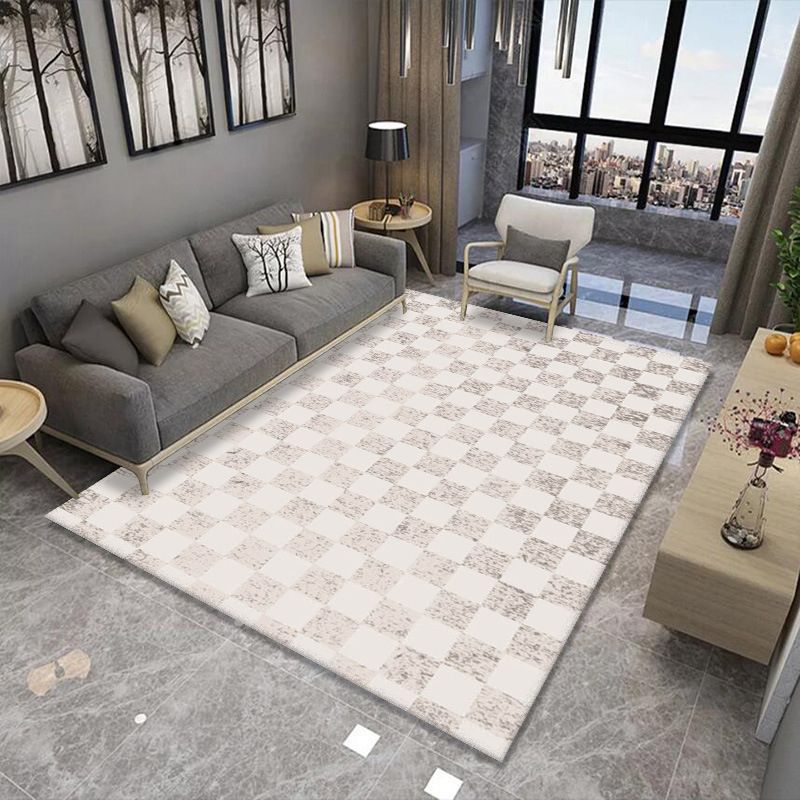 Apricot Simple Carpet Polyester Stripe Carpet Washable Carpet for Living Room