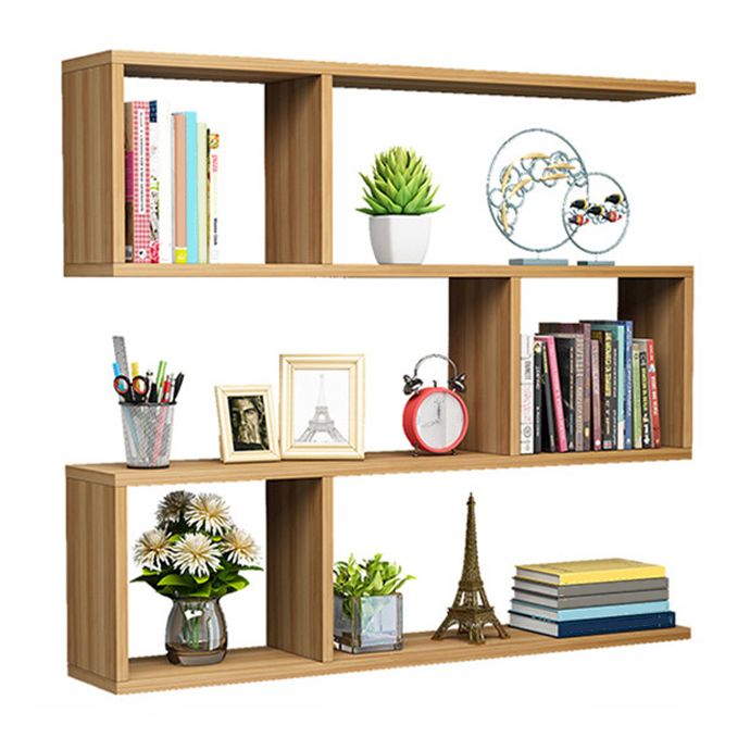 Contemporary Style Geometric Bookshelf, 3-shelf Engineered Wood Bookcase, 29.5" H