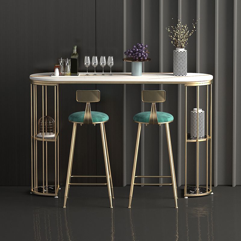 Glam Style Oval Bar Table 1/3 Pieces Stone Counter Table for Indoor