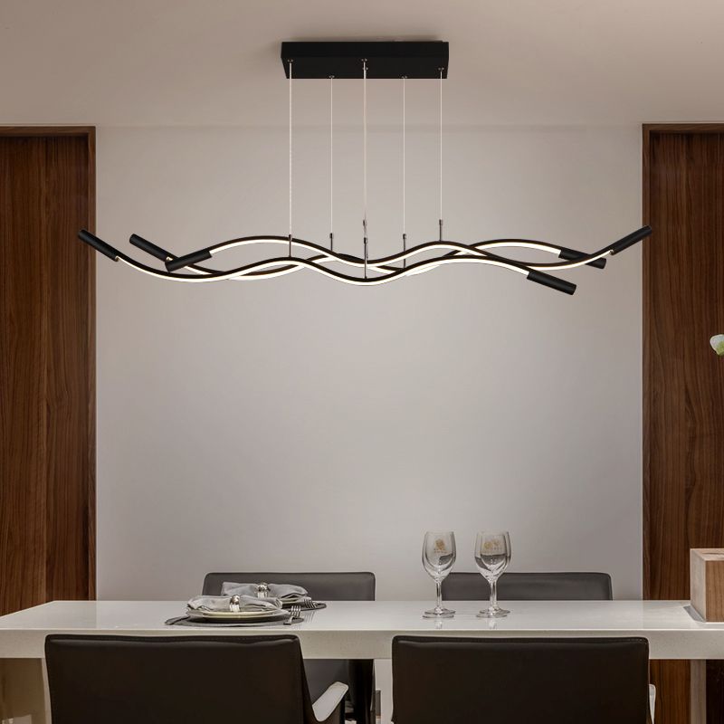 Minimalism Wave Shaped Pendant Lamp Aluminum Dining Room Island Lighting Fixture