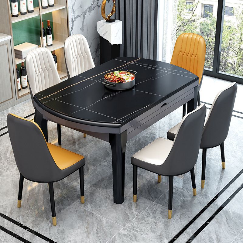Contemporary Extendable Folding Table Solid Wood Base Table for Dining Room