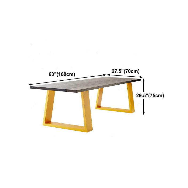 Metal Industrial Rectangle Indoor Table Pine Wood Top Table with Sled Base