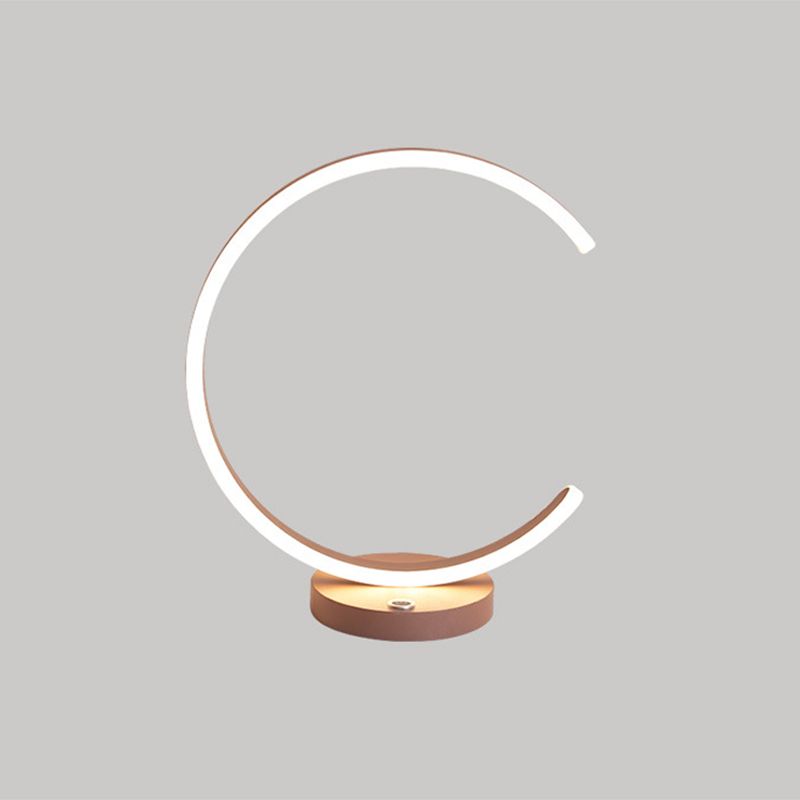 Iluminación de la mesita de noche de forma de C Simplicidad de dormitorio de metal lámpara de escritorio LED en café, luz cálida/blanca