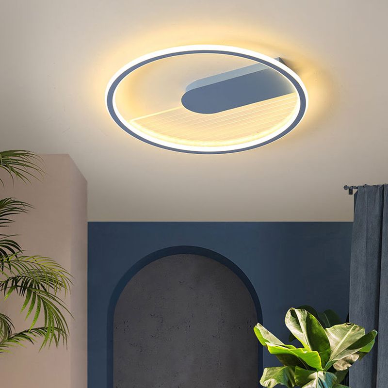 Lampe encastrée ultra fine bleue, plafonnier LED minimaliste en acrylique pour salon