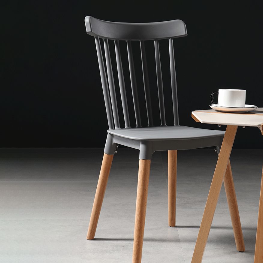 Silla con respaldo de listones de estilo moderno, sillas sin brazos con patas de madera para cocina