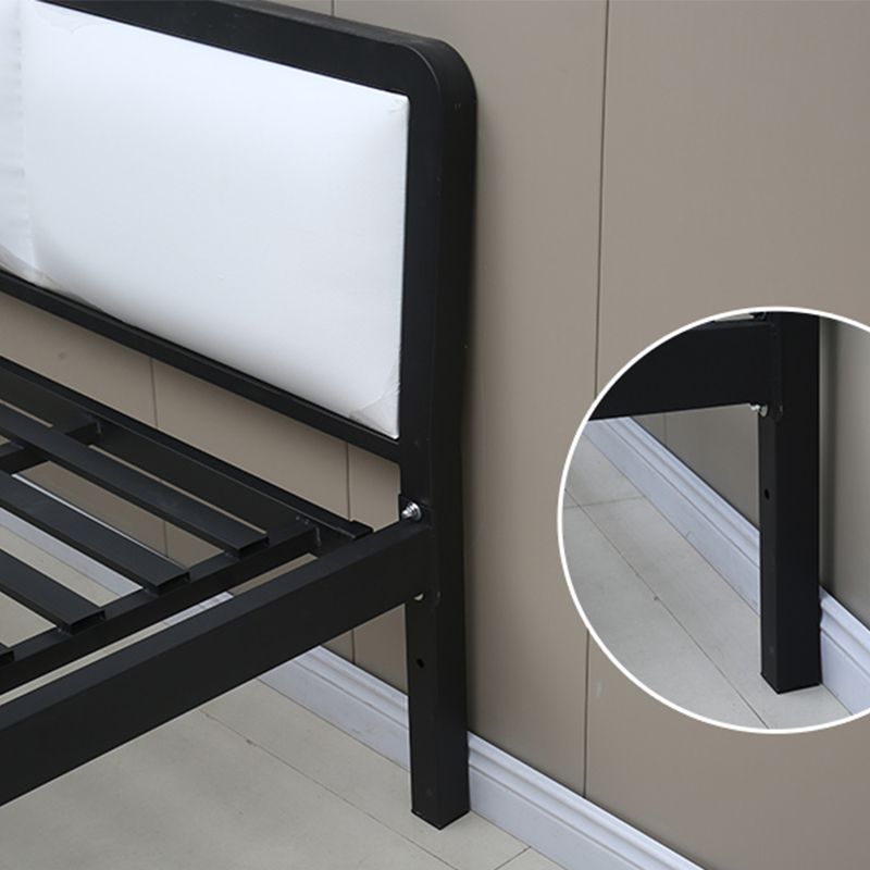 Modern Iron Wire-Grid Bed Frame 36.6" H Black & White Panel Bed with Headboard