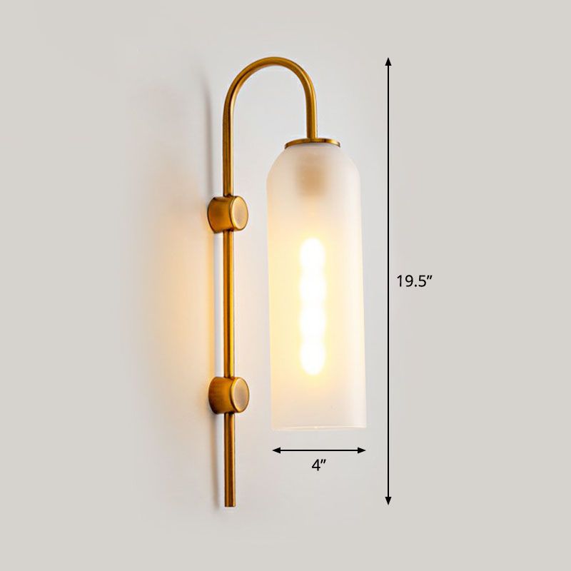Elongated Dome Wall Sconce Light Post-Modern Glass 1-Light Corridor Wall Lamp with Gooseneck Arm