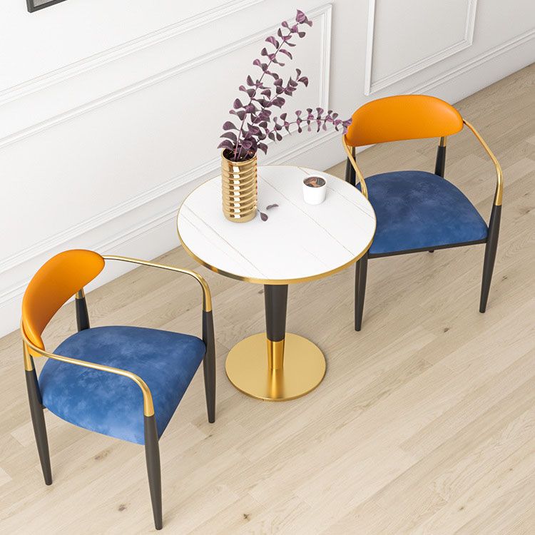 Contemporary Restaurant Upholstered Arm Chair Open Back Dining Chair