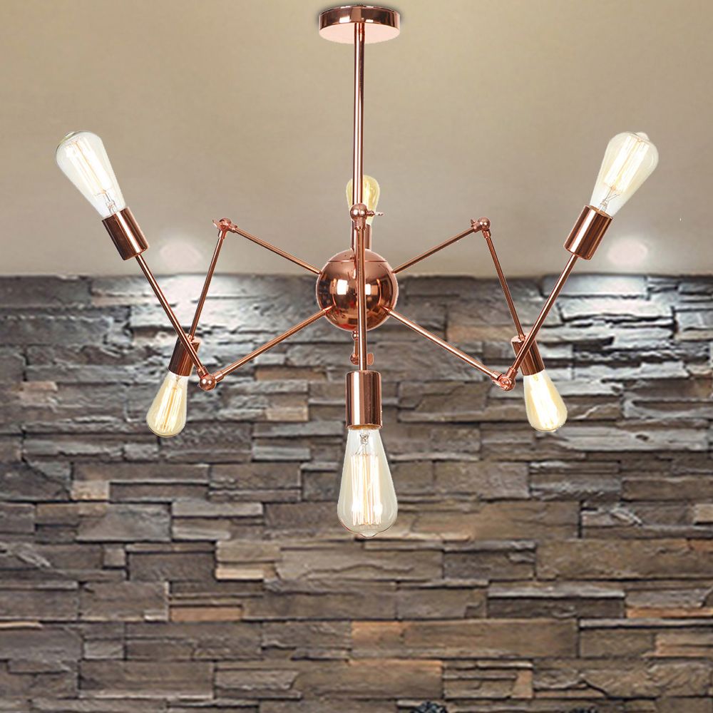 Lampadario a pendente a pendente di rame in metallo rustico 6/8/10 Luci a sospensione interno