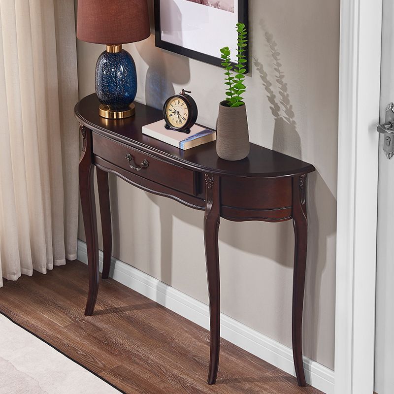 Mid-Century Modern Wooden Accent Table Half Moon Sofa Console Table for Hall