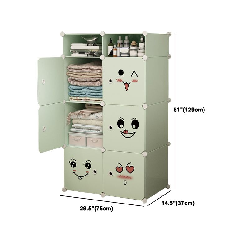 Modern Style Wardrobe Green Colour Plastic Bedroom Wardrobe Closet