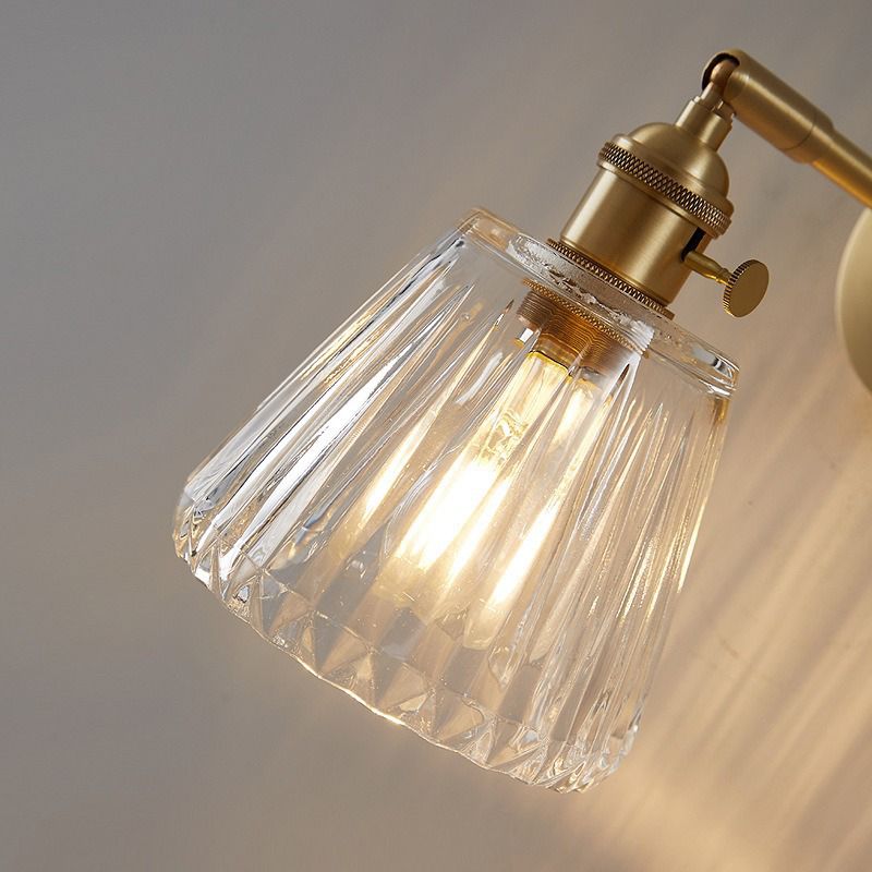 Glass Cone Shape Wall Light Industrial Style 1 Light Wall Light Sconce in Brass