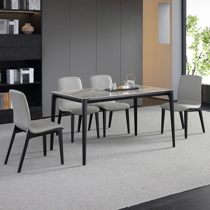 Rechthoek 4 poten industriële tafel grijze tonus vaste tafel van gesinterde steen