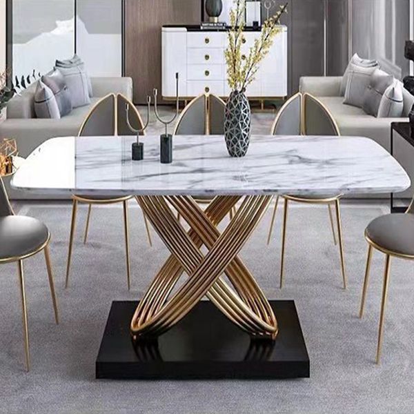 Stone Top Dining Table Contemporary Dining Table with Pedestal Base