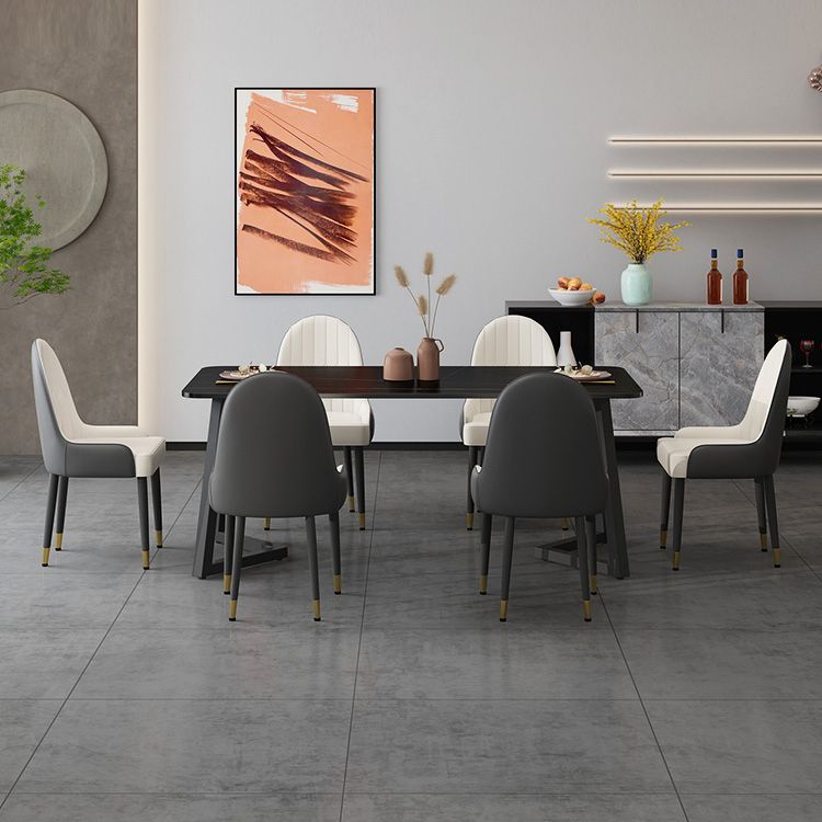 Modern Stone Rectangle Dining Table 1/2/5/7 Pieces Dining Set for Kitchen