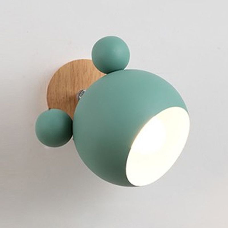Macaron Cartoon Wall Light 1-Light Wall Mount Lamp with Wood for Living Room