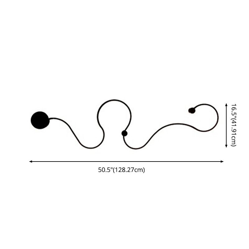 Wavy Wall Mounted Lighting Simple Style LED Bedroom Sconce Light Fixture in Black