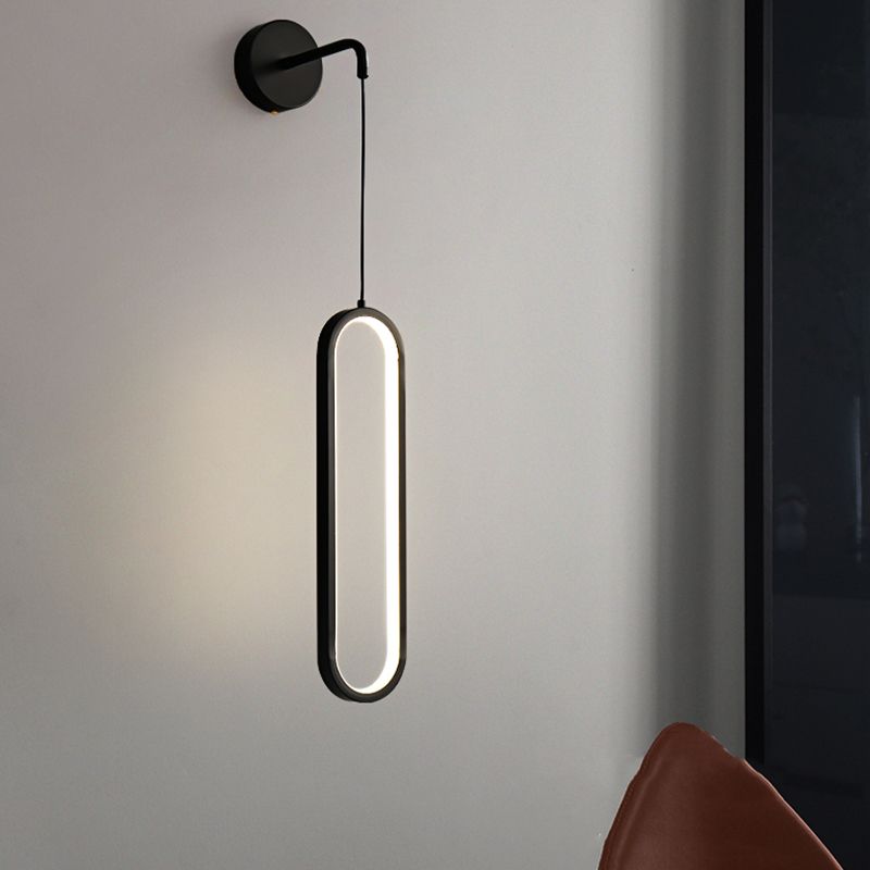 Oval Shade Metal Wall Sconce Modern 1 Light Wall Mount Lighting