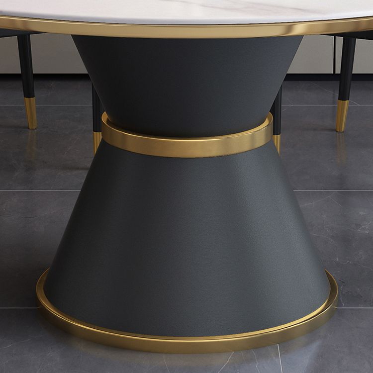 Metal Modern Round Dining Table Sintered Stone Table for Kitchen and Dining Room