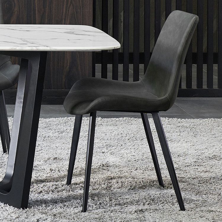 Silla auxiliar de cuero moderna para restaurante, silla de comedor con respaldo sólido (juego de 2)