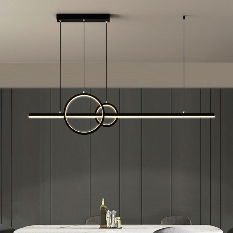 Circles LED Hanging Ceiling Light Modern-Style Metal Island Chandelier Light