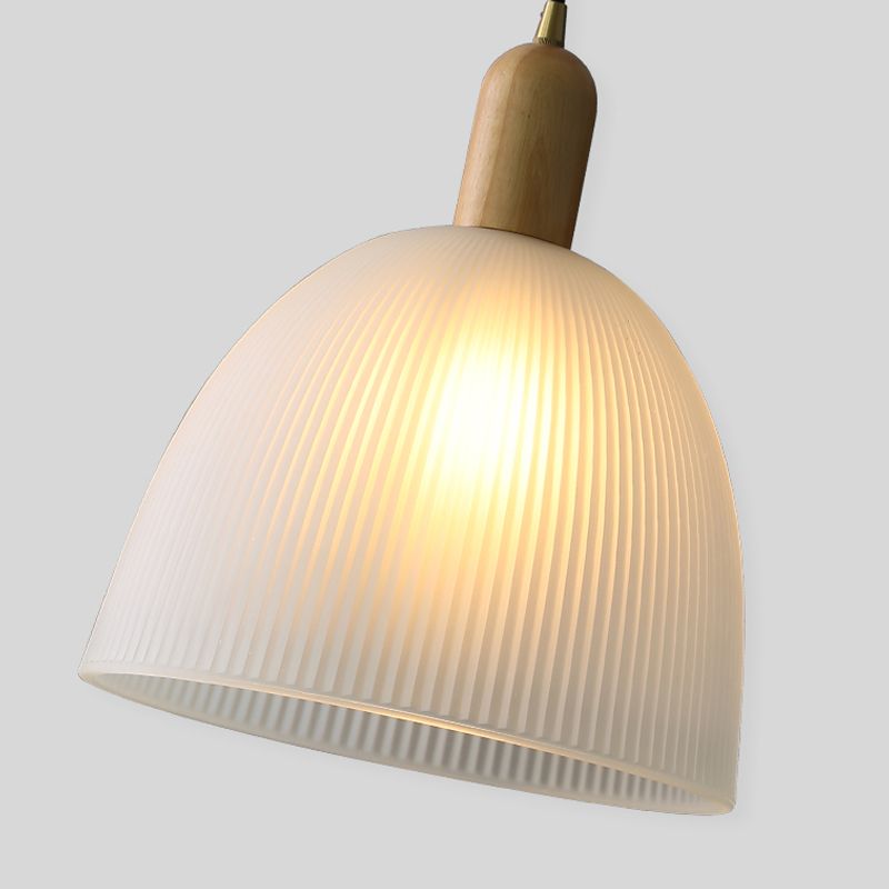 Wooden Dome Pendant Light in Modern Concise Style Glass Indoor Hanging Lamp
