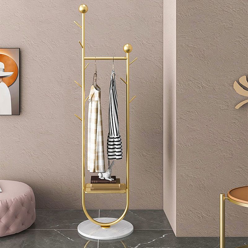 Modern Metal Hall Stand Hanging Rail Storage Shelving and Hooks Entryway Kit