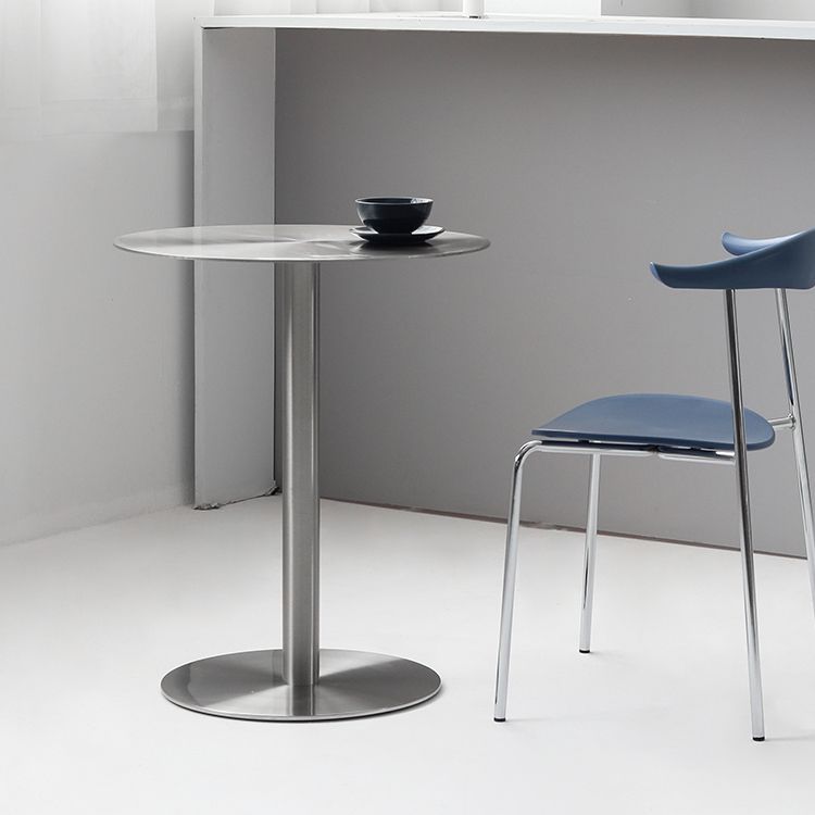 Industrial Dining Table Stainless Steel Table with Pedestal Base for Dining Room