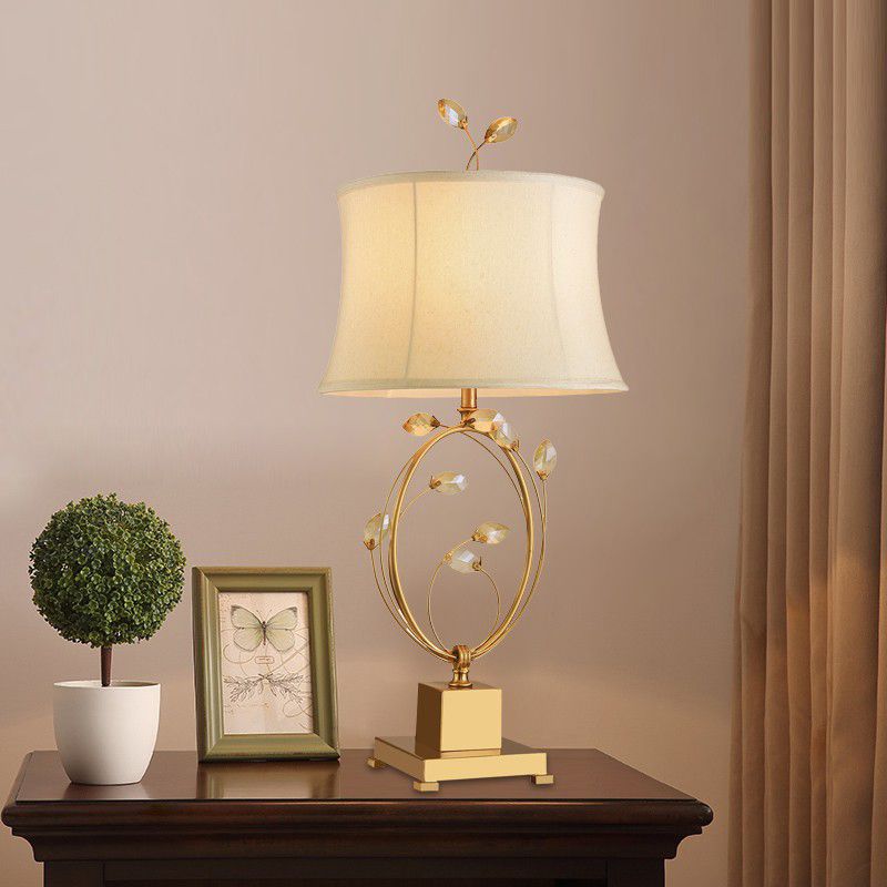 1 lampe à manger de tête de tête d'éclairage de tâche en or moderne avec une teinte en tissu évasé