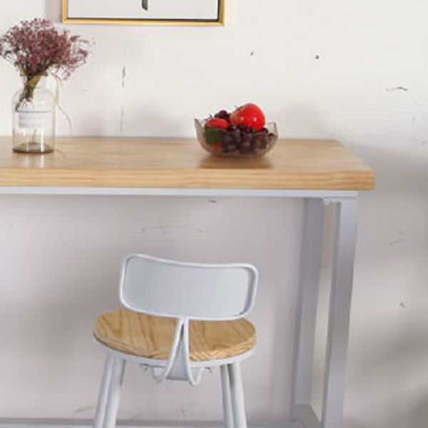 Wooden Bar Dining Table Industrial Bar Height Cocktail Table with Metal Base