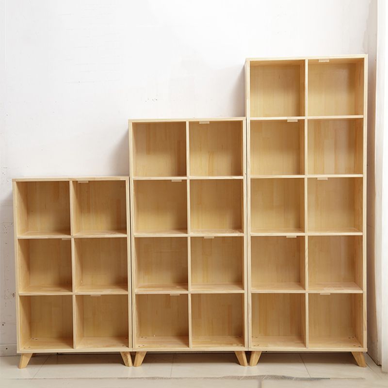 Modern Standard Wooden Bookshelf Closed Back Natural Bookcase with Shelves