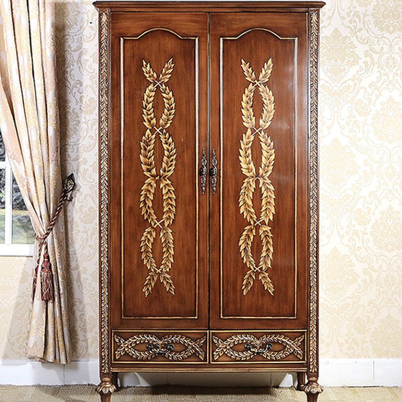 Solid Wood Wardrobe Cabinet Clothes Rail Wardrobe Armoire for Home