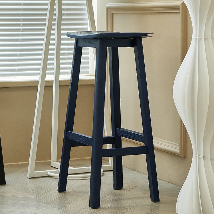 Contemporary Ash Wood Contoured Seat Indoor Armless Bar Stools