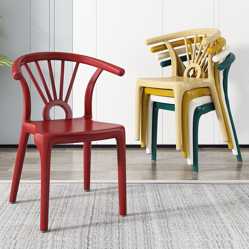 Salle à manger moderne Windsor chaises arrière chaise sans bras de salle à manger en plastique pour la cuisine