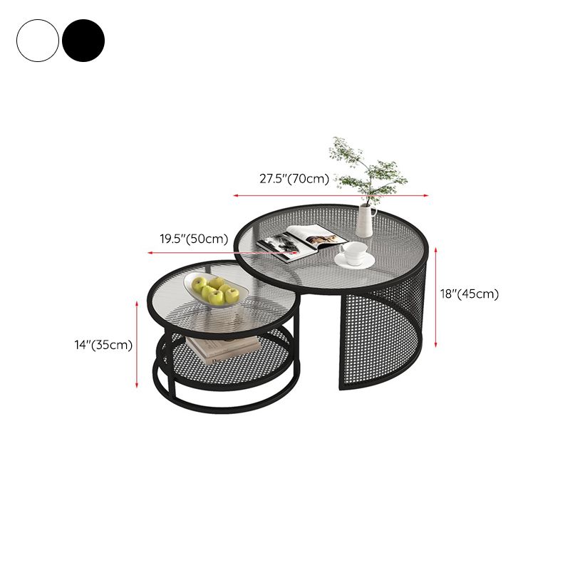 Tropical Coffee Table Glass Top Round Frame Coffee Cocktail Table