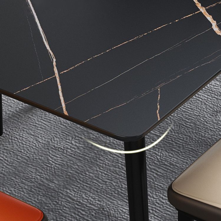 Dining Room Contemporary Sintered Stone Dining Table Rectangular Table with Metallic Base