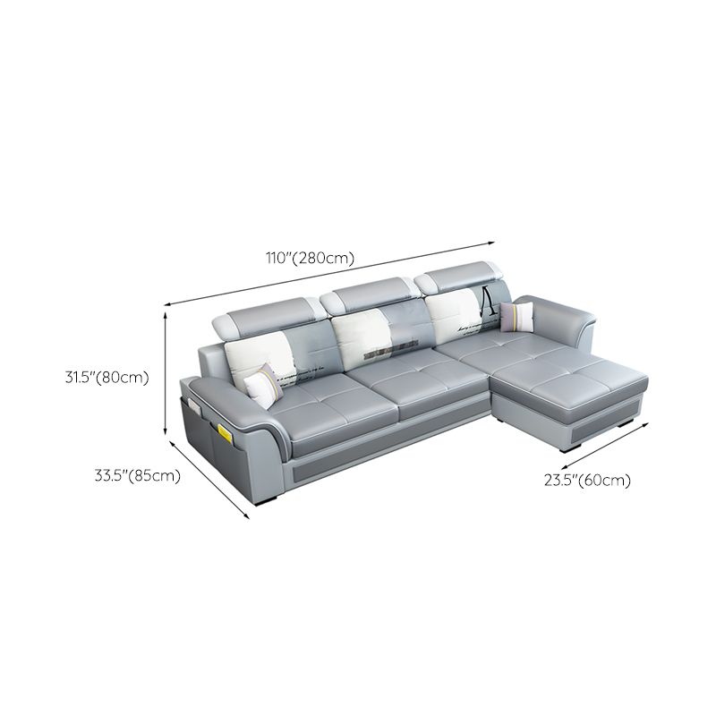 Pillow Top Arm Sofa 31.49" High Faux Leather/Linen Sofa Ottoman Included