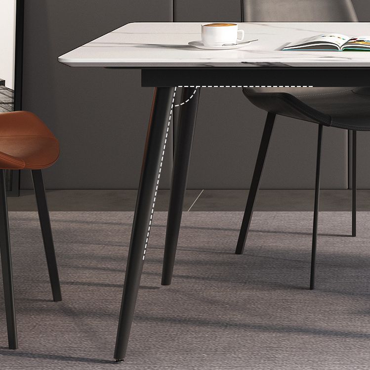 Minimalist Dining Table Set with Sintered Stone Dining Table and Upholstered Chairs