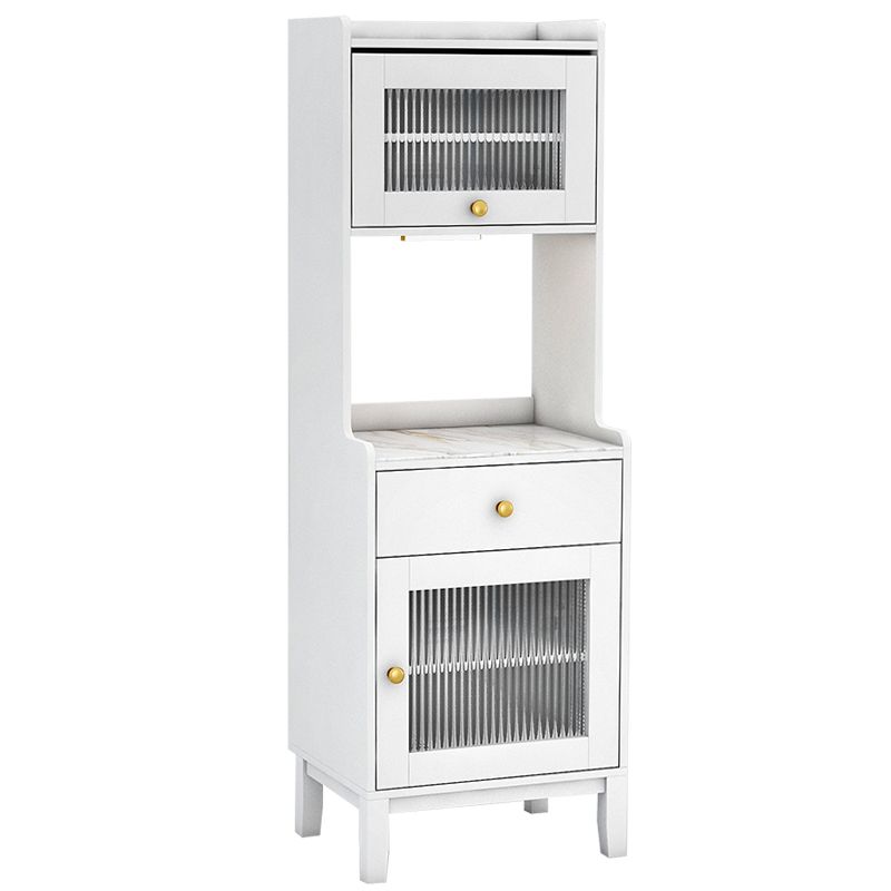 Glam Style Dining Buffet Stone Side Board with Cabinets and Drawer