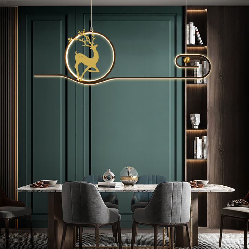 Candelier de la isla de ciervo moderno Candelera de 2 cabezas de restaurantes de iluminación colgante de iluminación