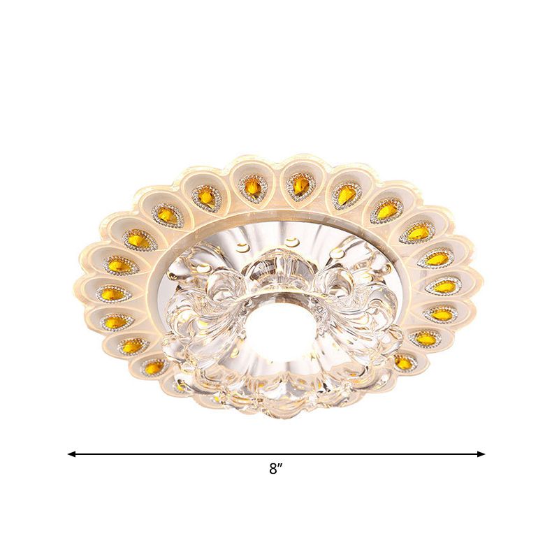 Plafonnier LED en forme de fleur de style moderne K9, plafonnier LED en cristal transparent