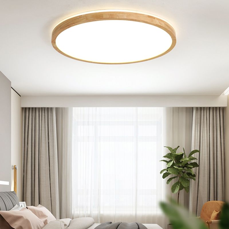 Plafoniera moderna a LED in legno con montaggio a incasso rotondo