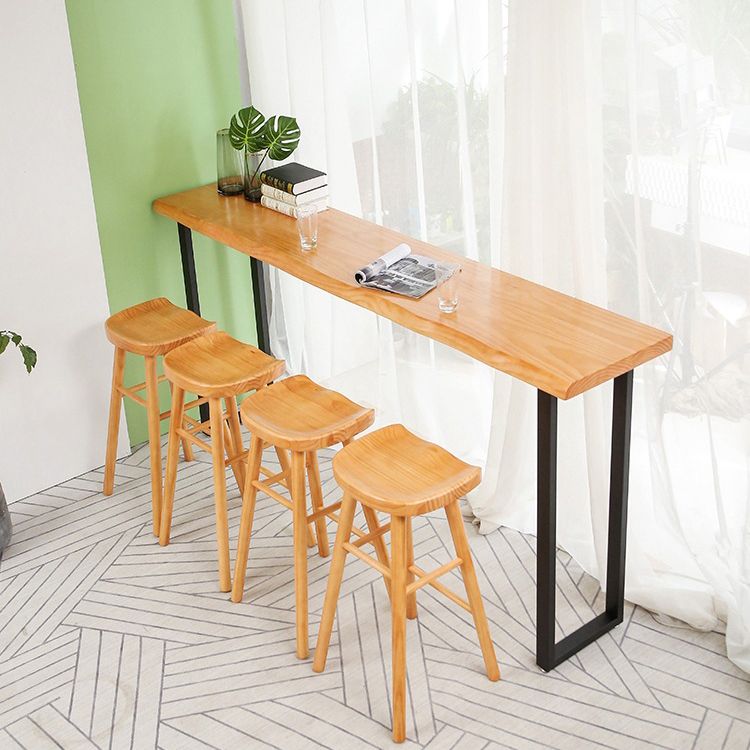 Rectangle Bar Dining Table Contemporary Bar Table with Black Sled Base