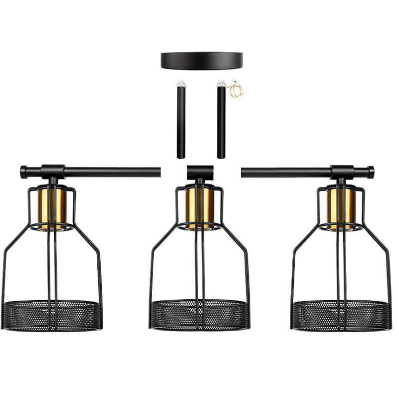 Cage Shade Vanity Wall Light RETRO Style Industrial Metal 3 Light Vanity Light