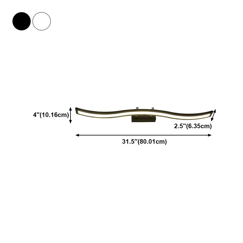 Metal Linear Shape Wall Light Modern 1-Light Mirror Wall Mount Light Fixture