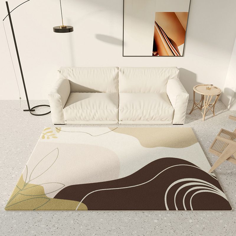 Color Block Rug Nordic Rug Polyester Stain Resistant Anti-Slip Rug for Sleeping Room